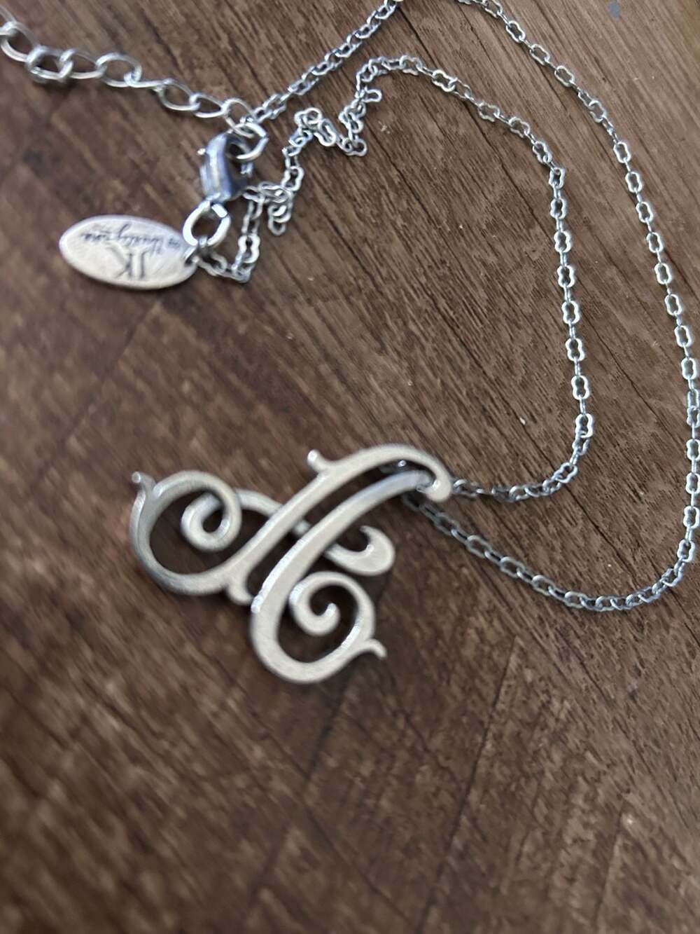 JK by Thirty-One Silvertone Monogram Initial Pendant Necklace